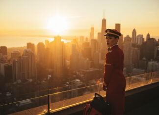 Things to Do on a Layover in Chicago for Flight Attendants: Crew-Friendly Ideas by Time and Energy Chicago skyline with Willis Tower and Lake Michigan at sunrise, editorial travel lifestyle photography