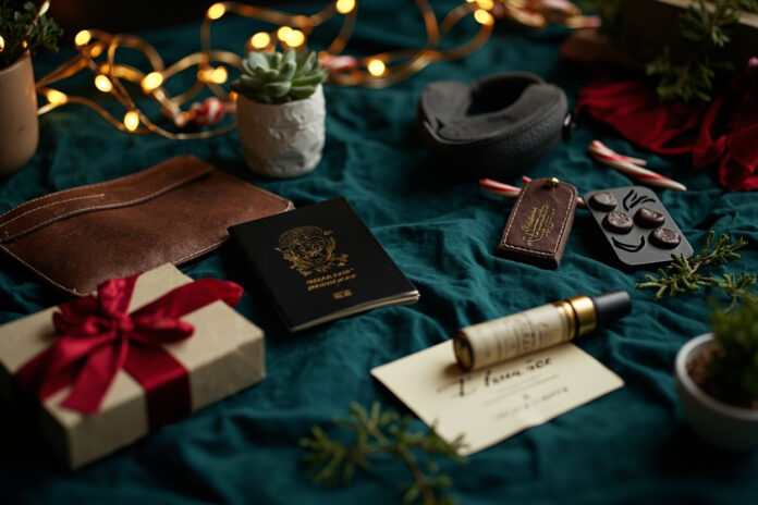 Best Christmas gifts for cabin crew and flight attendants - travel accessories flat lay