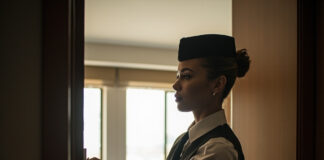 Hotel Safety Tips for Cabin Crew: What Your Layover Checklist Should Include Flight attendant checking hotel room door lock - hotel safety tips for cabin crew