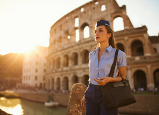 Things to Do on a Layover in Rome for Flight Attendants: Crew-Friendly Ideas by Time and Energy Flight attendant in Rome near the Colosseum on a layover, travel lifestyle