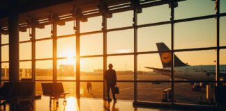 Lufthansa Cabin Crew Salary: What to Expect Flying with Germany’s Flag Carrier in 2026 Frankfurt Airport terminal with Lufthansa aircraft at golden hour, Lufthansa cabin crew salary guide 2026