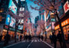 Things to Do on a Layover in Tokyo for Flight Attendants: Crew-Friendly Ideas by Time and Energy Level Tokyo city skyline with cherry blossoms at dusk, crew-friendly Tokyo layover guide for flight attendants